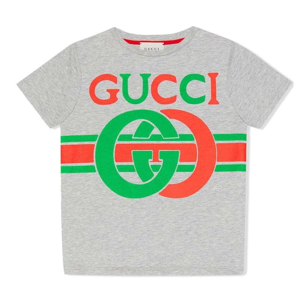 Gucci kids Interlocking GG logo tee in gray